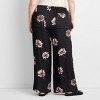 Women's Mid-Rise Wide Leg Satin Drawstring Pull-On Pants - Future Collective Black Floral - 2 of 3