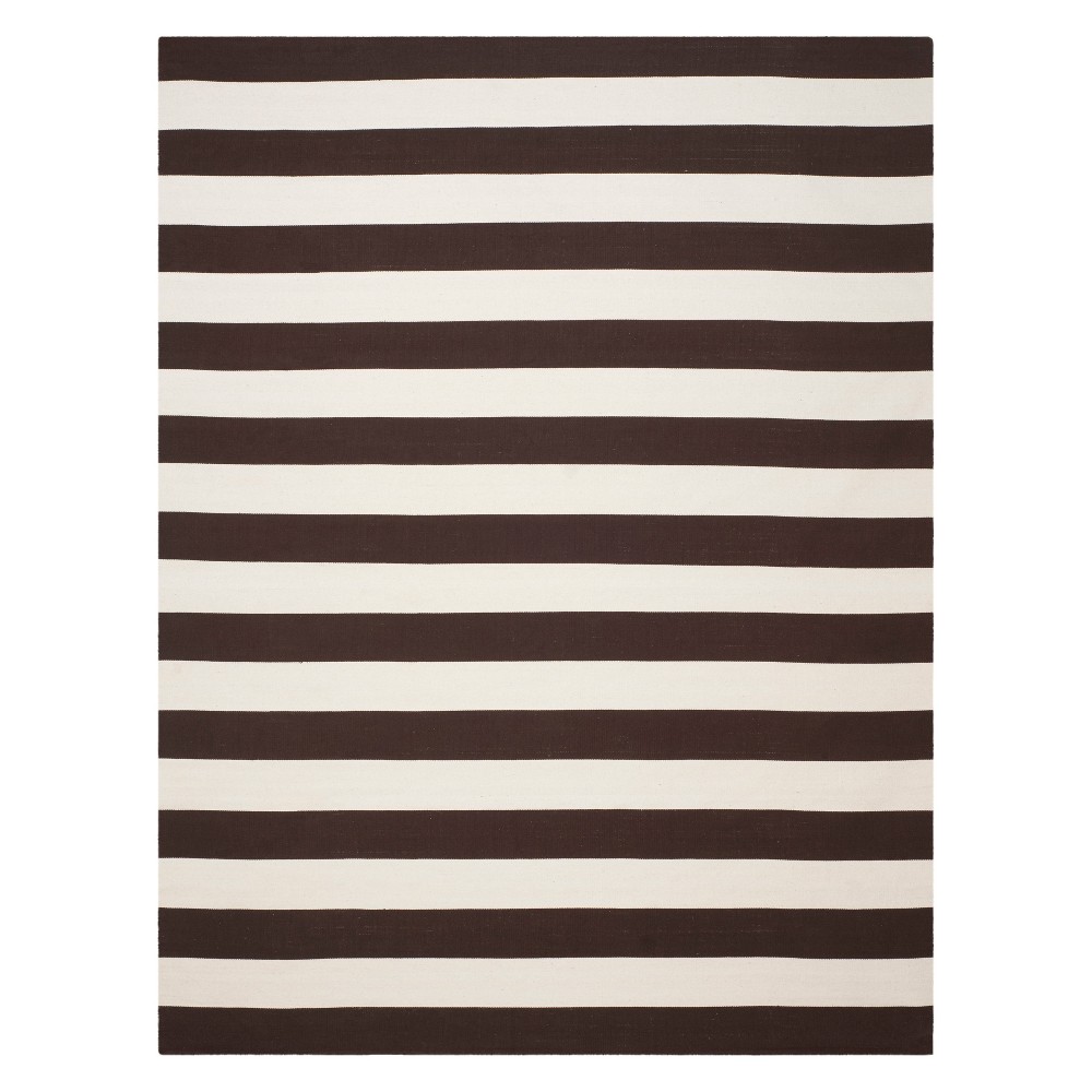 10'x14' Stripe Woven Area Rug Black/Ivory - Safavieh