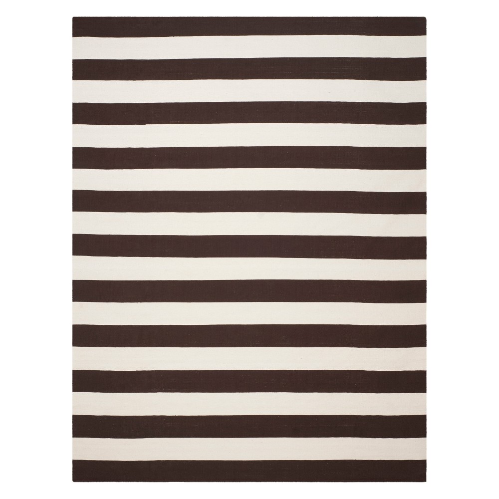10'x14' Stripe Woven Area Rug Black/Ivory - Safavieh