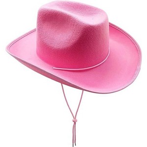 4E's Novelty Pink Cowgirl Hat – Felt Western Hat with Chinstrap & Shapeable Brim for Parties & More - 1 of 4