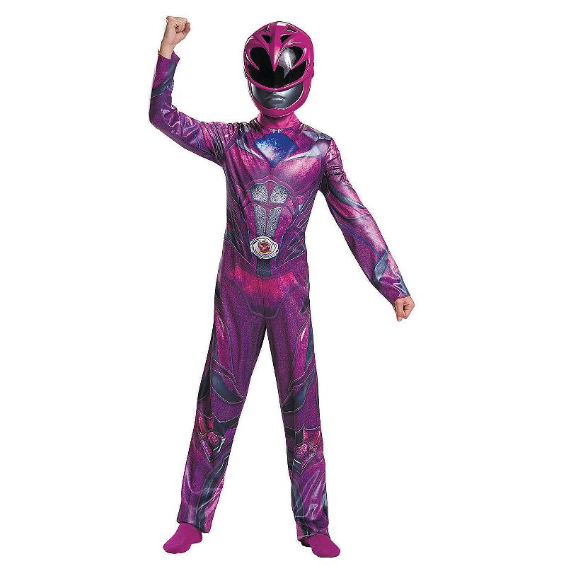 Disguise Girls' Classic The Power Rangers Movie Pink Power Ranger Jumpsuit Costume, 1 of 3