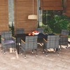 vidaXL Patio Dining Set with Cushions - 7 Piece, Gray and Brown, 72.8" Table Length, 6 Chairs - 2 of 4