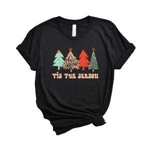 Simply Sage Market Women's Tis The Season Trees Grunge Short Sleeve Graphic Tee - 1 of 4