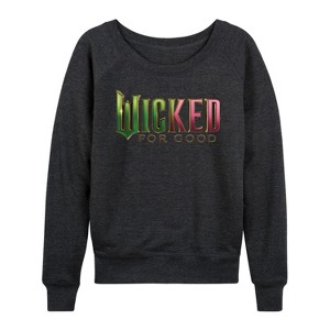 Women's - Wicked - For Good Logo Lightweight French Terry Wide Neck Long Sleeve Graphic Shirt - 1 of 4