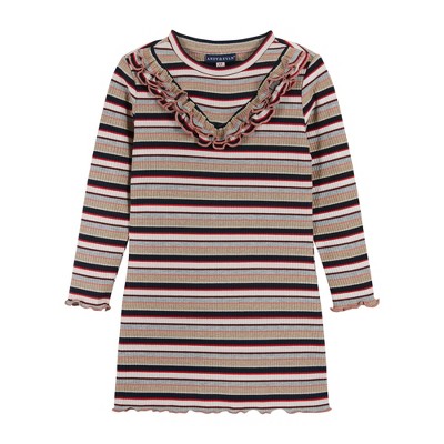 Andy & Evan  Kids Girls Lurex Stripe Rib Knit Dress