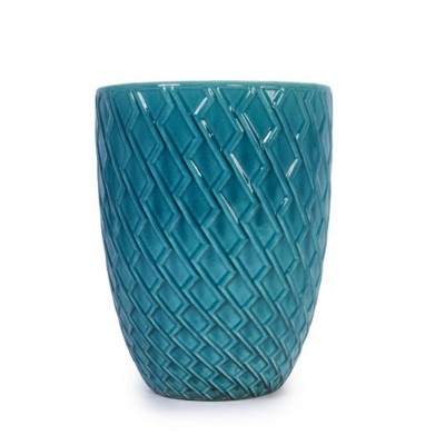 Syemin Planters Ceramic Flowerpot with Drainage Holes, Modern Indoor and Outdoor Planter for Patio, Garden, Blue, 16.54"*16.54"*21.26"