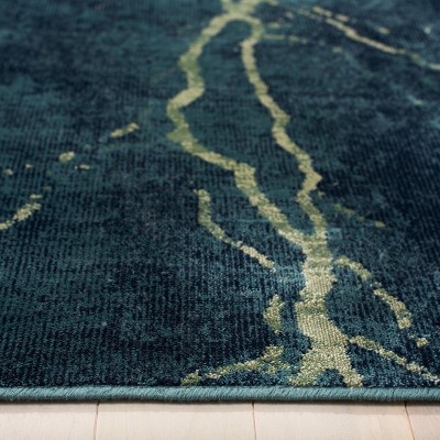 Handmade Turquoise and Multicolor Viscose Rectangular Rug (2' x 3')