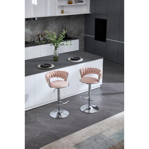 Kumasinova 30-38"H Adjustable Height Bar Stools Set of 2,Chic Swivel Counter Height Barstools with Luxury Velvet Upholstery&Chrome Legs - 1 of 4
