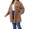 Women's Plus Size Flannel Plaid Lapel Long Sleeve Button Down Casual Shacket Shirts with Pocket - Agnes Orinda - 2 of 4
