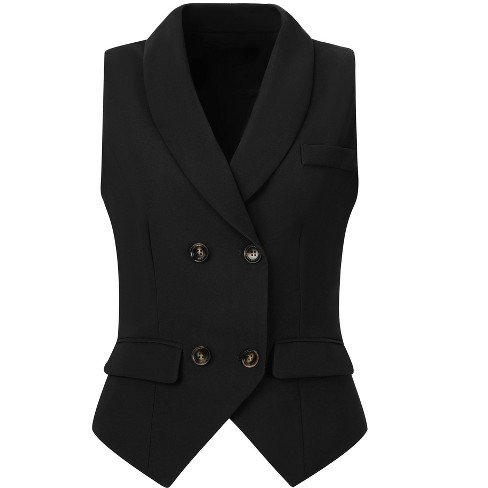 5 Buttoned Tailored Vest - Black, Vests