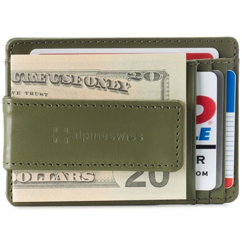 Alpine Swiss Harper Mens RFID Money Clip Wallet Minimalist Slim ID Card  Holder Front Pocket Wallet Leather Olive