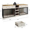 Acekool 82" Double Dog Crate Furniture TV Stand for 2 Large Dogs, 4 Drawers & Shelves, Indoor Dog Cabinet - 2 of 4