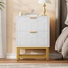 2 Drawer Dresser, Modern Small Nightstand with Gold Handles, Wood Storage Cabinet for Bedroom, Nursery, Entryway - 2 of 4