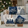 Christmas Pillow Covers 18x18 Blue Christmas Decorations Xmas Tree Snowflake Throw Pillow Covers Reindeer Set of 4 - 3 of 4