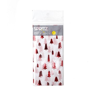8ct Pegged Tissues Foil Tree Gift Packaging Accessories Red/White - Spritz™