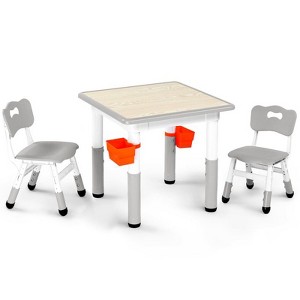 Karl Home Karl Home Wood Grain Table Kids Table & Chair Set With Adjustable Height in Gray - 1 of 4