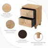 COZAYH Farmhouse 2 Drawer Nightstand with Handcrafted Wood Ring Pattern, Mid-Century Boho Night Stand for Home Bedrooms, Natural Wood - 4 of 4