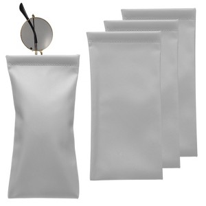 Unique Bargains PU Leather Portable Squeeze Top Soft Eyeglass Cases 4 Pcs 3.5" x 7.1" - 1 of 4