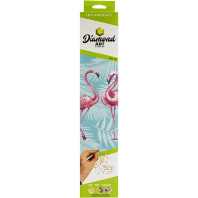 Leisure Arts Diamond Art Intermediate Kit 12"X12"-Flamingo Duo