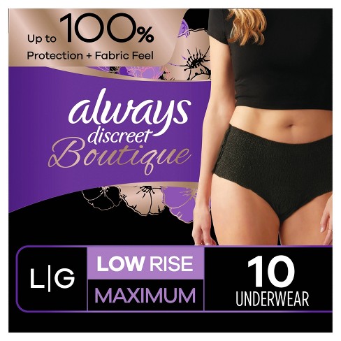 Always Discreet Boutique Low-Rise Postpartum Incontinence Underwear - Maximum Absorbency - Black - L - 10ct - image 1 of 4