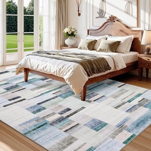 Washable Rug 9x12 Area Rugs for Living Room Modern Geometric Bedroom Rug Soft Non-Skid Indoor Large Throw Rugs Stain Resistant Carpet for Dining Room - 1 of 4