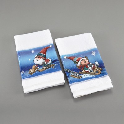 Lakeside Christmas Hand Towels - Bathroom Holiday Decor - Petunia & Gnorme - Set of 2