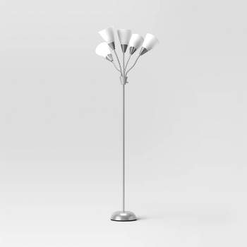70.25 3-light Floor Lamp With White Shades Silver - Cresswell Lighting :  Target