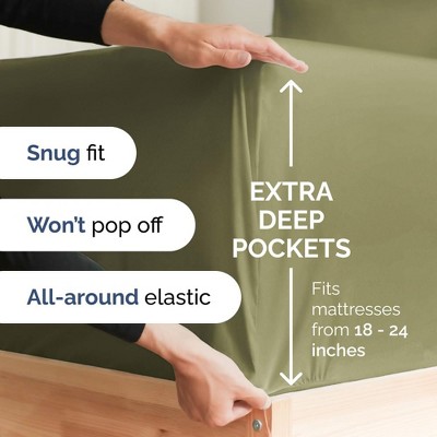 Sage Green Queen Deep Pocket Microfiber Sheet Set
