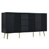 Modern Geometric Sideboard Cabinet with Metal Legs, 3 Drawers & 2 Cabinets for Study/Entryway/Living Room, Black - ModernLuxe - 4 of 4