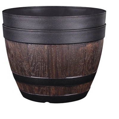 VECELO 9/11.3/13 in. Planters, Plastic Pot with Perforated Tray, Decorative Foliage Plants, Vintage Planters 3-Piece Set, Artificial Wood Planters