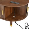 NicBex Modern Oval Coffee Table with Charging Station,Cocktail Table with Sliding Tambour Doors,Fluted Side Table for Living Room,Office - 3 of 4