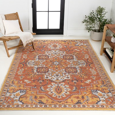 JONATHAN Y Bijan Traditional Vintage Medallion Reversible Machine-Washable Indoor/Outdoor Area Rug