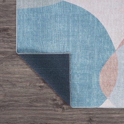 Contemporary Multicolor Geometric Flat Woven Machine Washable Rug