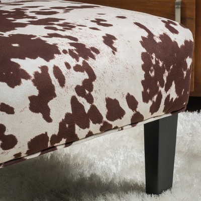 Plush Brown & White Cow Print Velvet Accent Chair