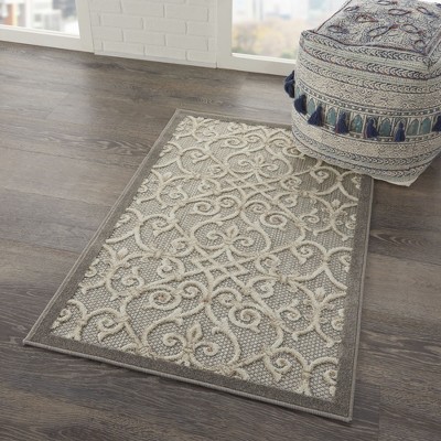 Aloha Scroll High-Low Pile Indoor/Outdoor Rectangular Rug
