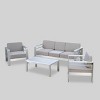 Cape Coral 4pc Aluminum Chat Set - Khaki - Christopher Knight Home: Modern Outdoor Conversation Furniture - 2 of 4