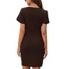 Women's Sexy Zipper V Neck Short Sleeve Faux Wrap Ruched Bodycon Sheath Cocktail Party Work Dress Slim Fit Elegant Wedding Guest Dresses - 2 of 4