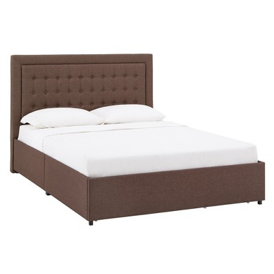 Inspire Q Caiden Tufted Headboard Bed Brown Linen