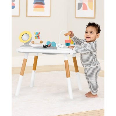 Montessori-Inspired White and Natural Wood Baby Activity Center