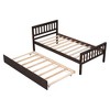 Twin Size Bed Frame with Trundle and Headboard, Wood Slats Support Sofa Bed for Guest, Platform Bed for Bedroom,No Box Spring Needed - image 4 of 4