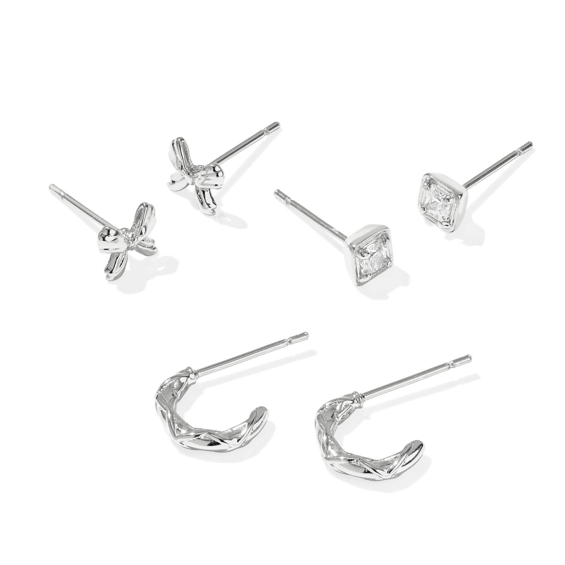 Kendra Scott Belle Cubic Zirconia Stud Earring Set 3pc - Silver/White