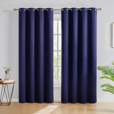 HLC.ME Oxford Curtains for Living Room, Room Darkening Energy Saving, Insulated Darkening Window Grommet Panels, Set of 2