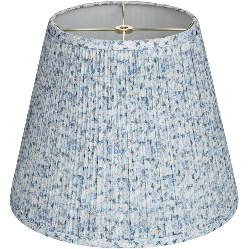 Springcrest Set of 2 Pleat Empire Print Lamp Shades Blue Floral Medium 8" Top x 13" Bottom x 10.75" High Spider Harp and Finial, 5 of 9