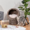 AZL1 Life Concept Pet Crate and House PawHut Handwoven Elevated Cat Egg Chair Shape with Soft Cushion for Indoor Cats, Gray, 16.5"*16.5"*14.25" - 2 of 4