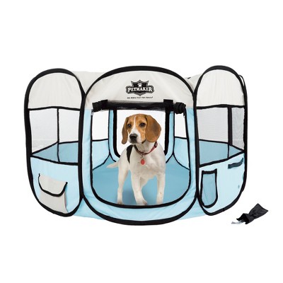 Blue Portable Pop-Up Pet Play Pen with Mesh Windows