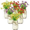 6-Pack Mason Jar Centerpieces with Flowers & Lights, Rustic Glass Jar Vases with Artificial Daisies for Wedding Table Decor, Bridal Shower Party - 3 of 4