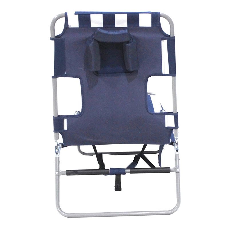 Ostrich 72" x 22" Backpack Chaise Lounge Portable Reclining Lounger, Outdoor Patio Beach Lawn Camping Chair with Large Storage Bag, Navy Blue Stripe, 5 of 8