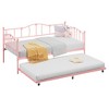 Metal Twin Daybed,Twin Size Day Bed with Pullout Trundle and Headboard,Metal Sofa Bed Frame with Steel Slat Support for Living Room,Bedroom - 2 of 4