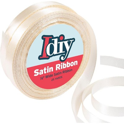SCS Direct Satin Ribbon (1/2", 50 Yards) No Wire, DIY Arts & Crafts, Gift Wrapping Baskets, Wedding Decor, Sewing Projects, Party Decorative (Beige)