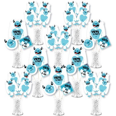 Big Dot of Happiness Yeti to Party - Abominable Snowman Party or Birthday Party Centerpiece Sticks - Showstopper Table Toppers - 35 Pieces